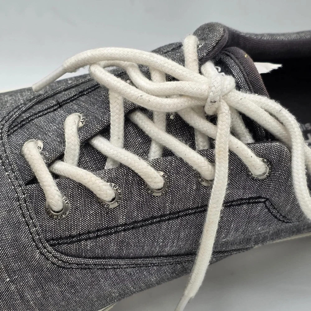 Sperry Top-Sider Shoes Mens 12 Gray Chambray Lace Up Memory Foam Casual STS18845